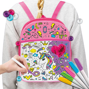 Joya Creative Mochila de unicornio para colorear – Kit de manualidades DIY con rotuladores textiles para niñas