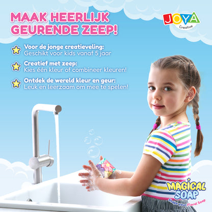 Joya Creative Kit para hacer jabón para niños - Set de jabón floral DIY con plastilina de jabón, moldes y bolsitas de regalo
