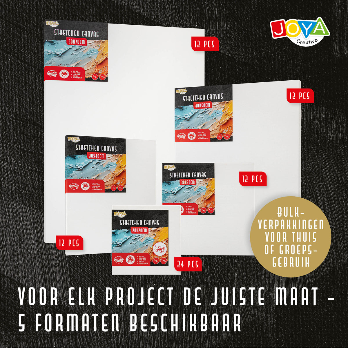 Joya Creative Lienzos para pintar 40x50 cm – Set de 12 lienzos de 100% algodón para pintura acrílica, pintura al óleo y técnicas de pintura
