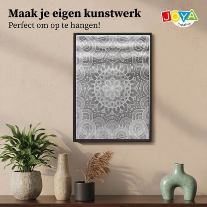 Joya Creative Mandala de pintura con puntos 40x30 cm – Cuadro de pintura con puntos para adultos, incluye 3 rotuladores finos y manual