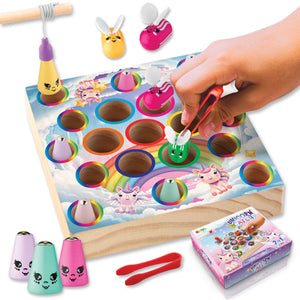 Joya Creative Unicorn Montessori Board 2-in-1 - Wooden Fishing Game and Shape Sorter for Toddlers
