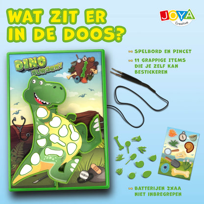 Joya Creative Juego de operación de dinosaurio - Emocionante juego de habilidad para niños con efectos de luz y sonido