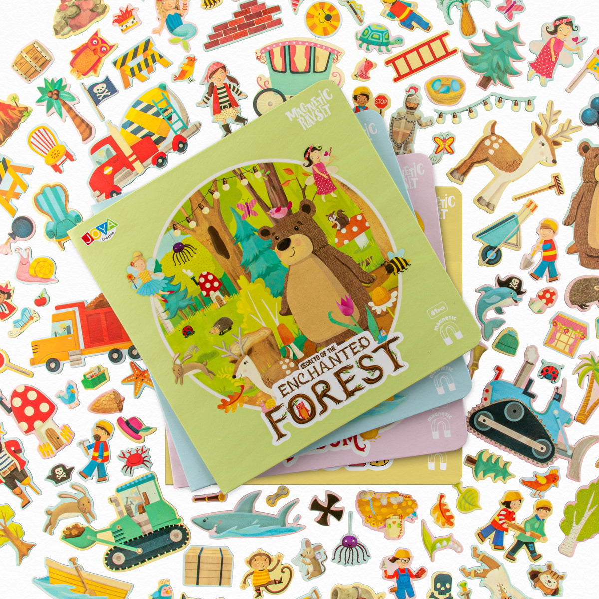 Joya Creative Magnetic Book Set 4-in-1 – Magnetic Game with 150 Magnets, Stories and Animals for Children