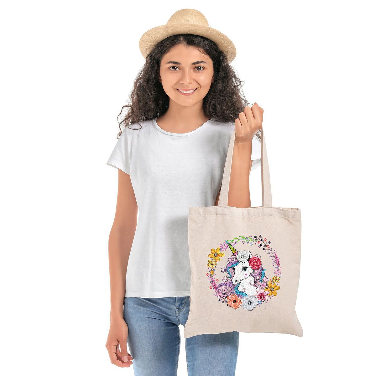 Kit de manualidades de diamond painting de unicornio - Kits de moda - Personaliza tu propio bolso - Juguete creativo para niños - Decoración de unicornio - Joya Creative