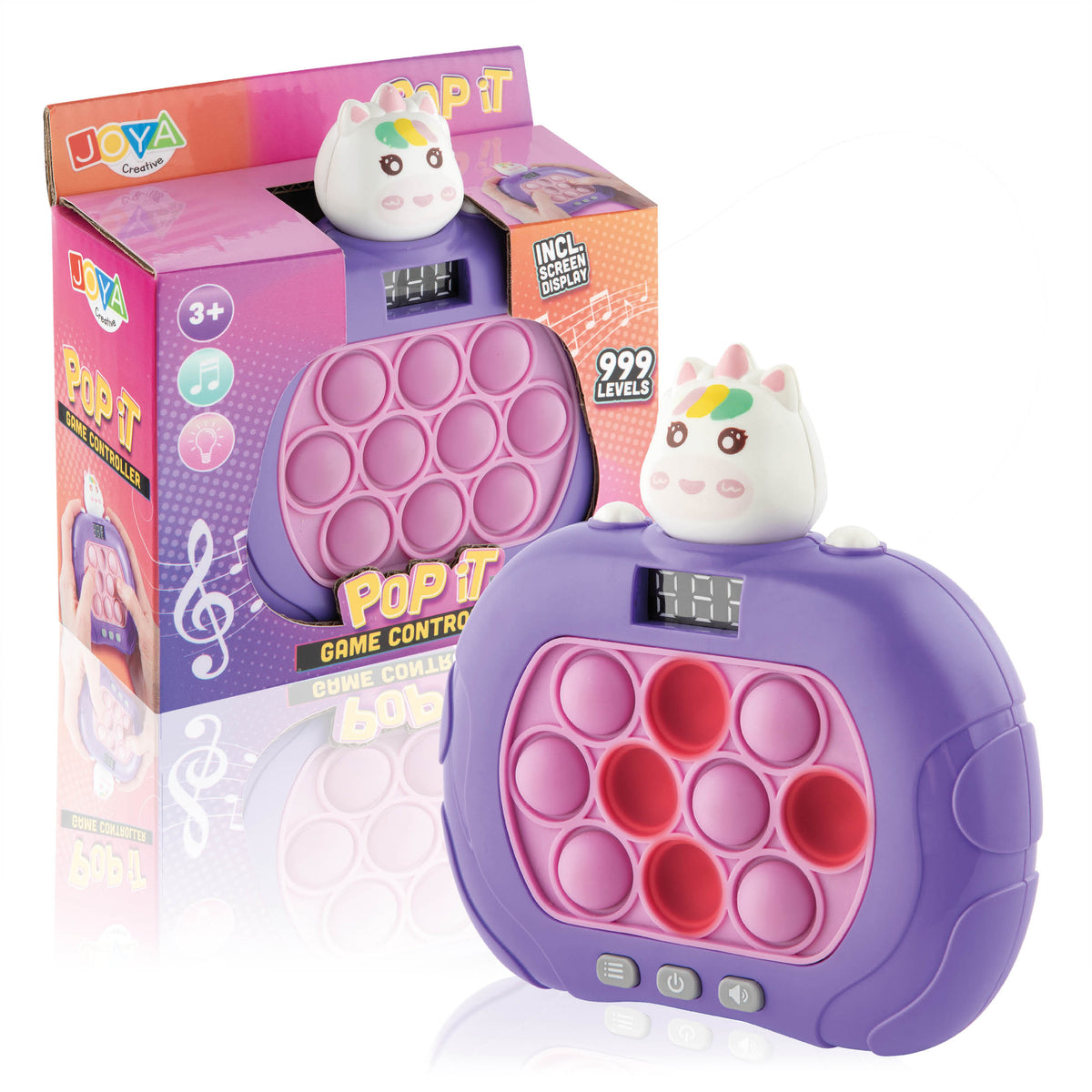 Joya Creative Pop It Game Controller Unicorn – 999 Levels Fidget Game met Licht, Geluid en Digitaal Display