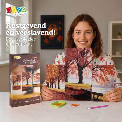 Diamond Painting de naturaleza en tríptico para adultos DIY - Kit de Diamond Painting - Piedras redondas - Incluye bolígrafo para Diamond Painting - Para adultos y niños - Tamaños 40x20cm y 30x20cm - Joya Creative