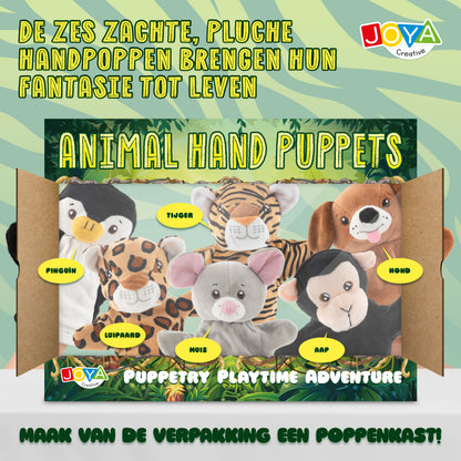 Joya Creative Set de 6 títeres de mano - Títeres de mano de animales con teatrillo para juegos de rol imaginativos