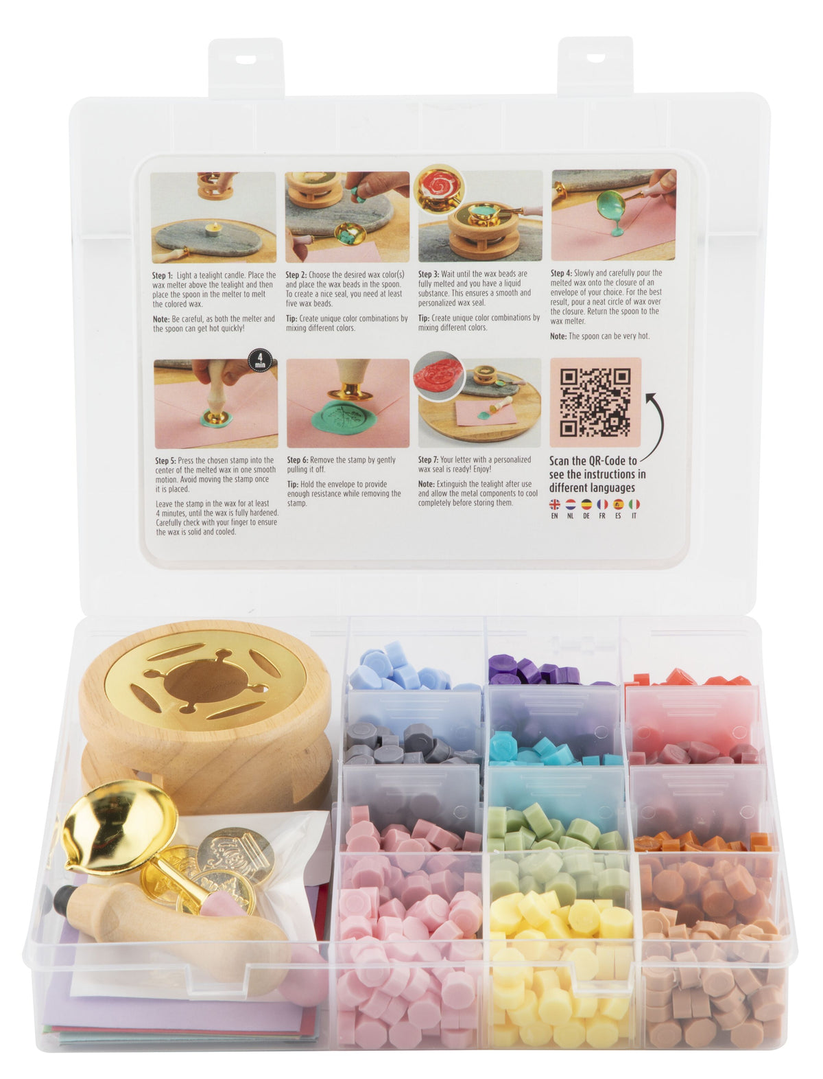 Joya Creative Luxe Wax Stempel Set – Complete Wax Zegel Kit met 12 Kleuren Wax Beads, Stempels en Enveloppen