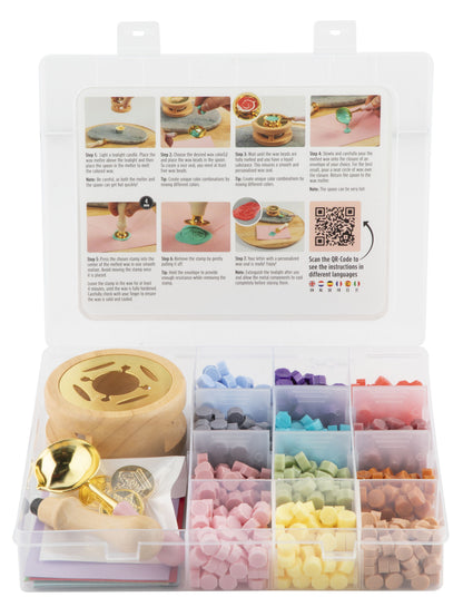 Joya Creative Luxe Wax Stempel Set – Complete Wax Zegel Kit met 12 Kleuren Wax Beads, Stempels en Enveloppen