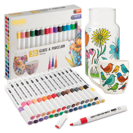 Joya Creative Porselein Stiften Set 30 Delig – Verf Stiften voor Porselein, Glas, Keramiek en DIY Decoratie