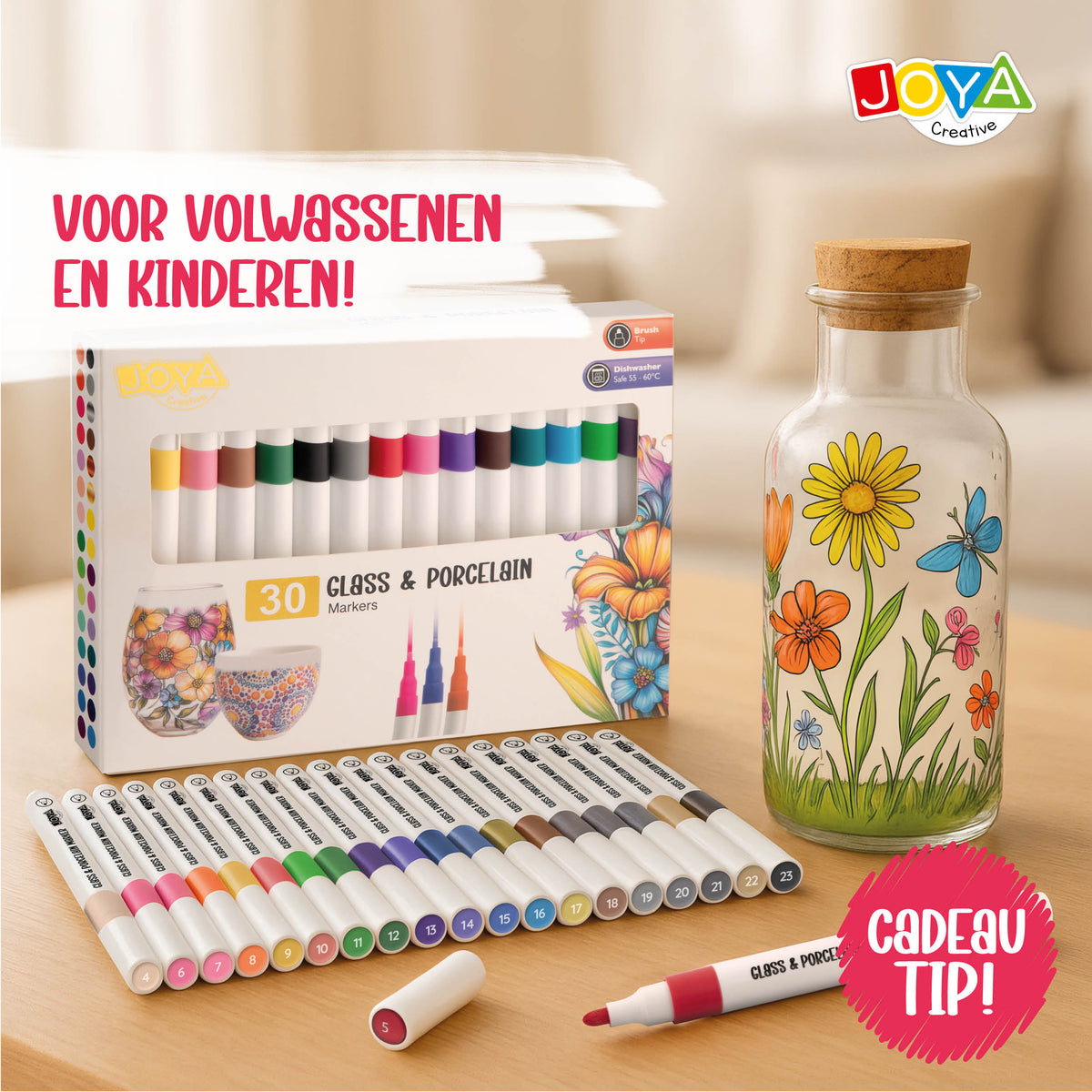 Joya Creative Porselein Stiften Set 30 Delig – Verf Stiften voor Porselein, Glas, Keramiek en DIY Decoratie