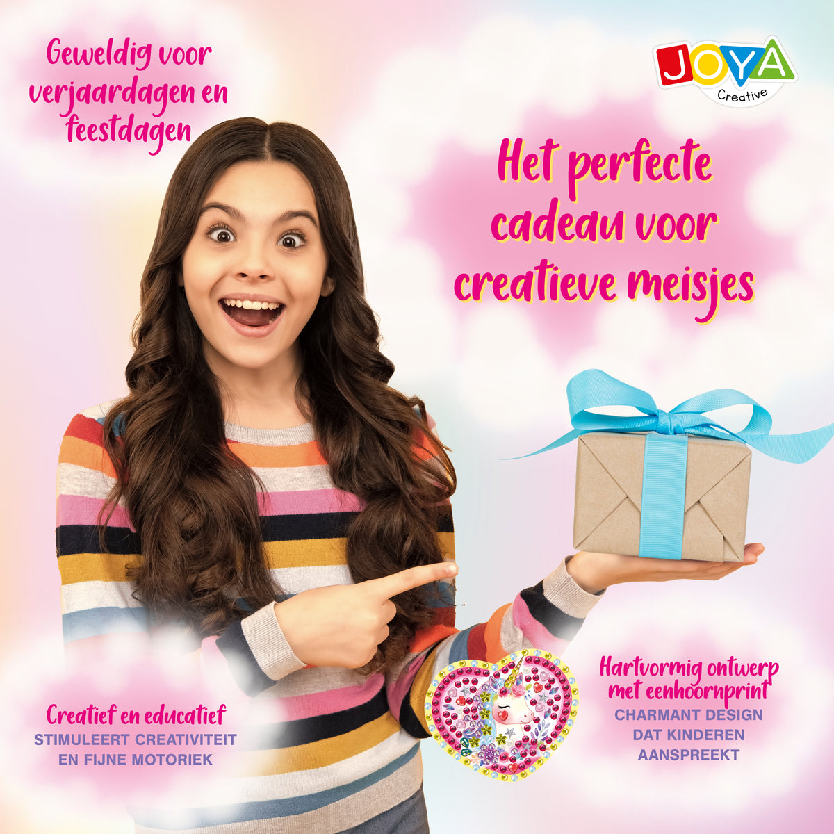 Joya Creative Unicorn Jewellery Box Decorating – DIY Craft Kit for Girls with Glitter Stickers and Bracelet