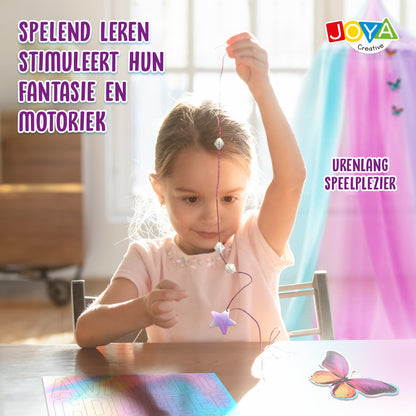 Joya Creative Klamboe Versieren Set – Personaliseer Je Eigen Roze Hemelbed met Vlinders, Diamantjes en Letters