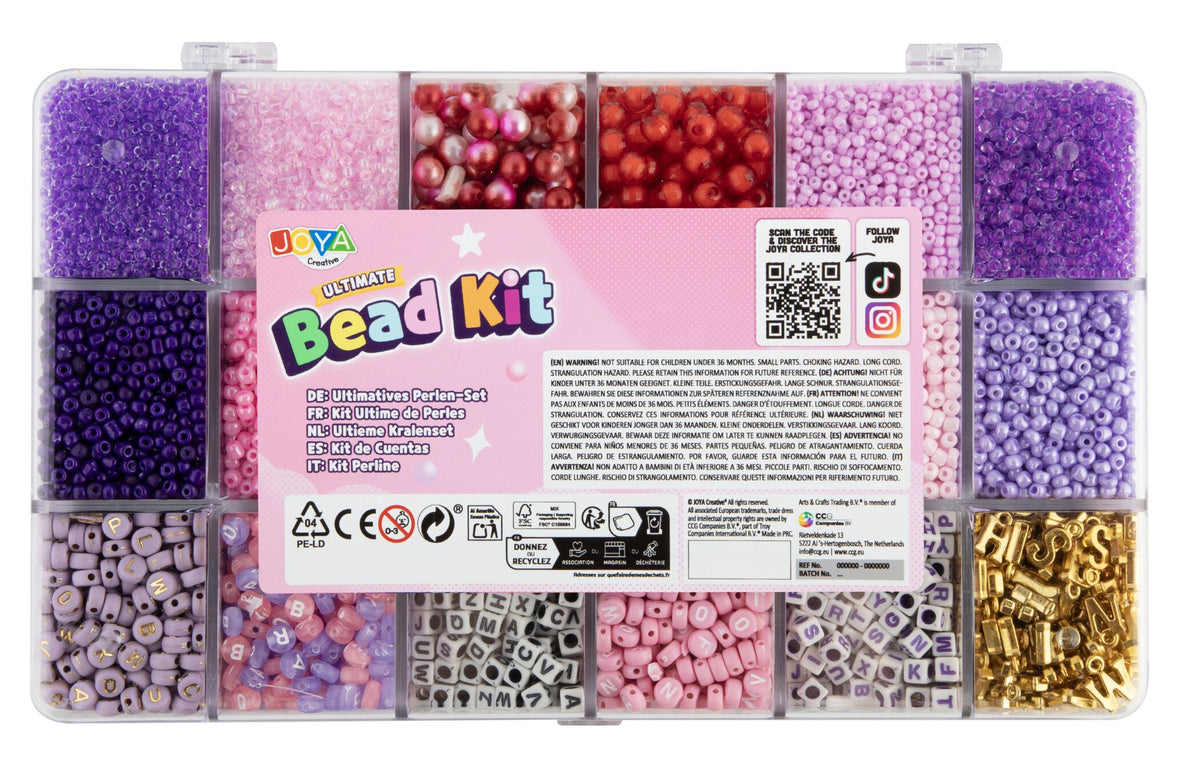 Joya Creative Lujoso set de cuentas de 10.000 piezas Royal Pink Dreams – Haz pulseras con cuentas de letras, cuentas de vidrio y caja de almacenamiento