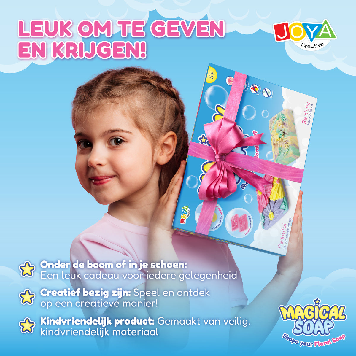 Joya Creative Kit para hacer jabón para niños - Set de jabón floral DIY con plastilina de jabón, moldes y bolsitas de regalo