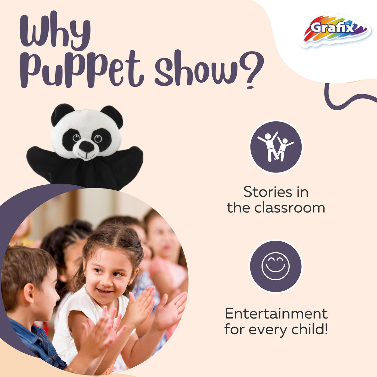 Puppet Dolls 4pcs - Hand Puppets Animals - Hand Puppet Lion, Panda, Giraffe & Elephant - Suitable for Puppet Theaters & Puppets - Joya Creative