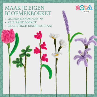 Joya Creative Set DIY de flores de chenilla – Kit de manualidades para hacer flores con limpiapipas y 6 colores de alambre de chenilla