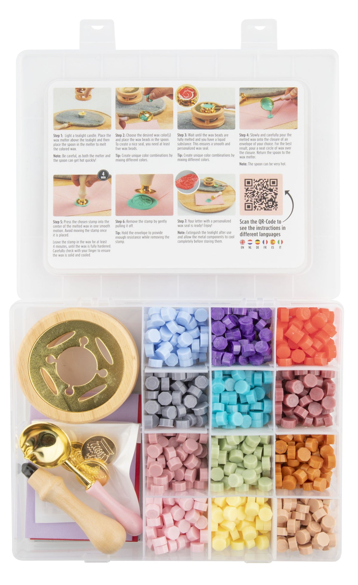 Joya Creative Luxe Wax Stempel Set – Complete Wax Zegel Kit met 12 Kleuren Wax Beads, Stempels en Enveloppen