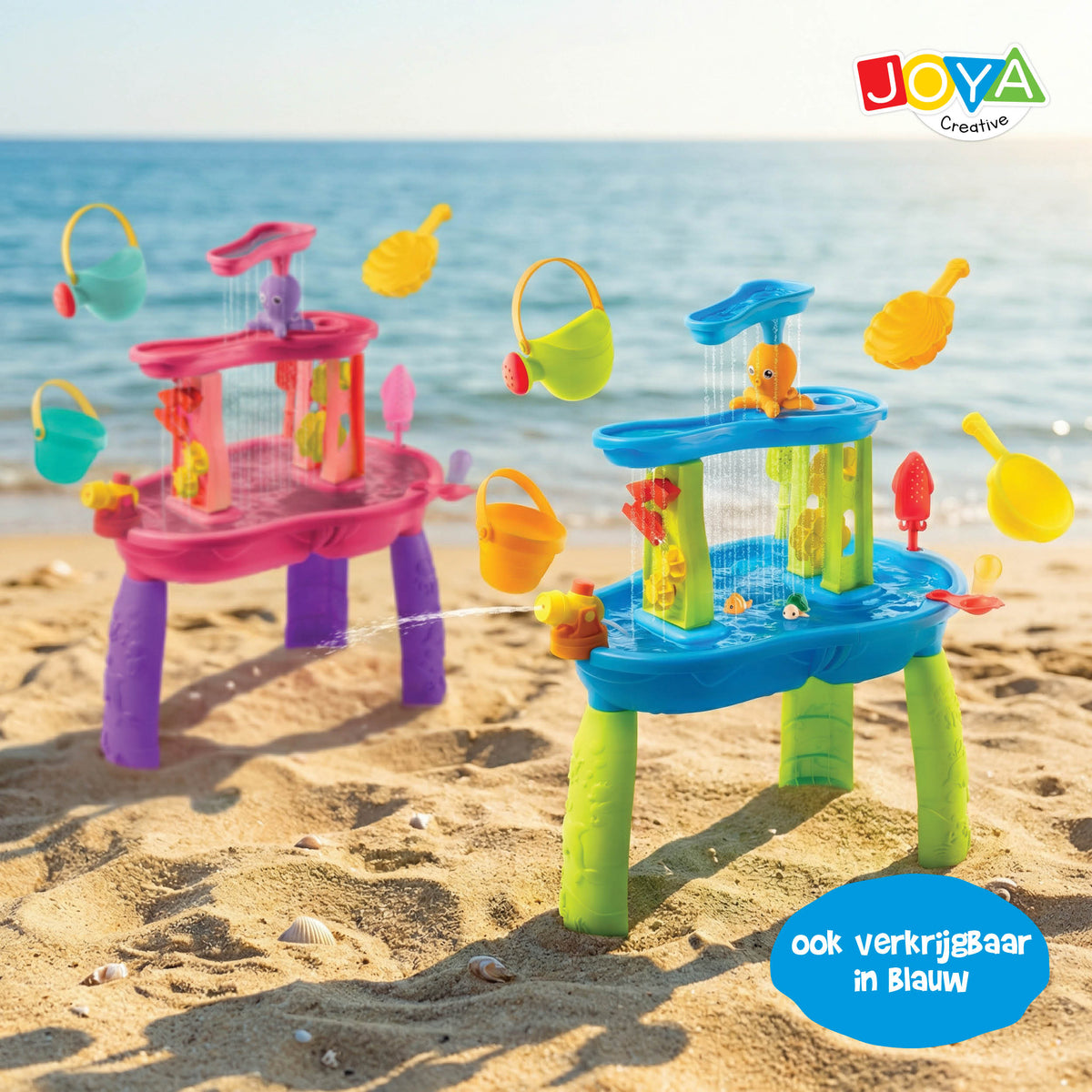 Joya Creative Mesa de agua rosa de 34 piezas – Mesa de juegos de agua para niñas con cascada y accesorios