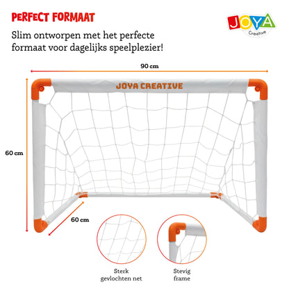 Joya Creative Set de 2 porterías de fútbol – Porterías de fútbol plegables con balón, bomba manual y bolsa de transporte para niños