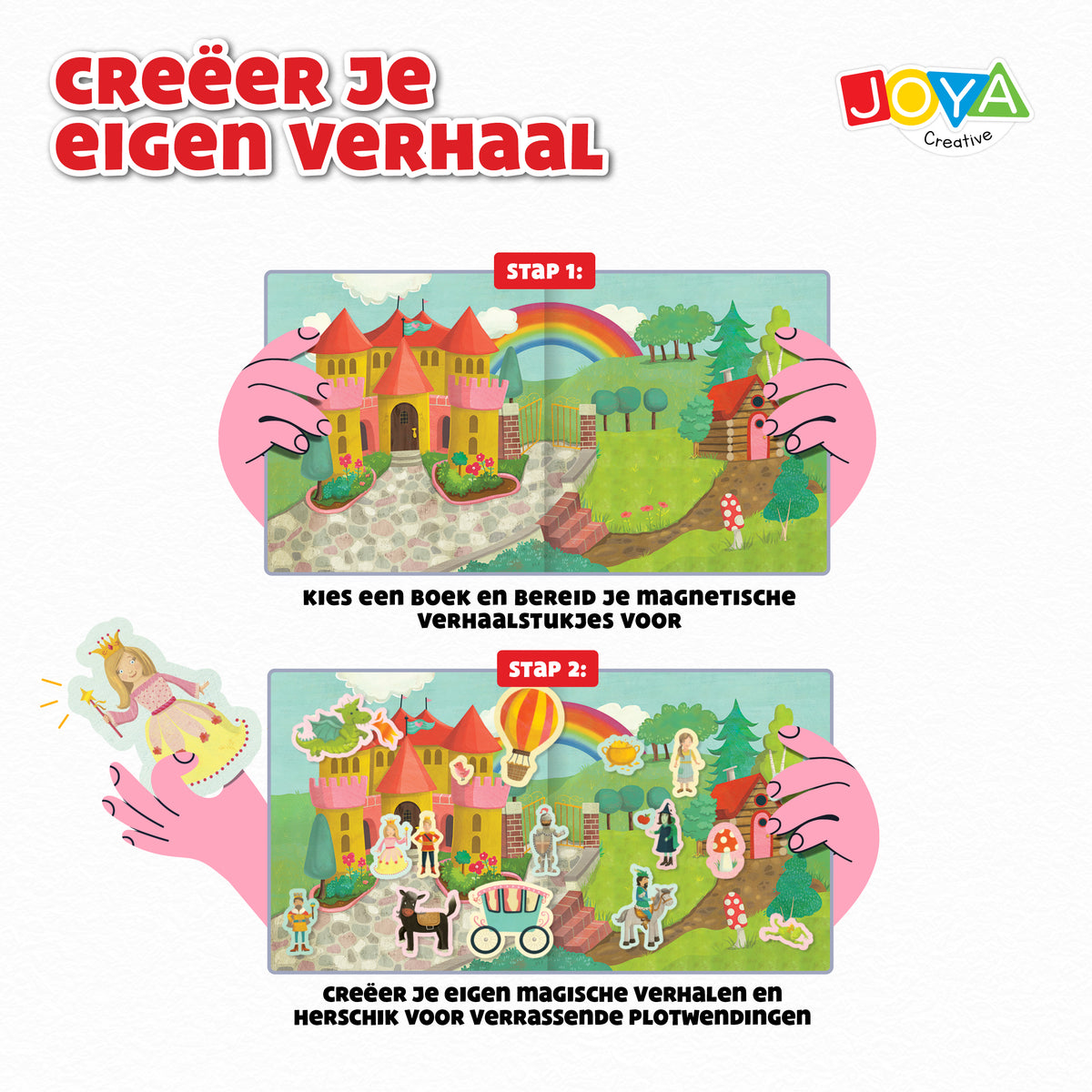 Joya Creative Magnetic Book Set 4-in-1 – Magnetic Game with 150 Magnets, Stories and Animals for Children