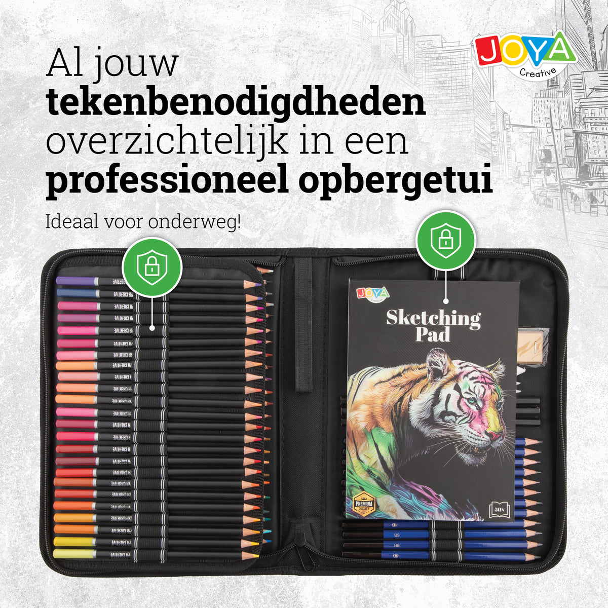 Joya Creative Set profesional de dibujo de 96 piezas – Lápices de colores, lápices de grafito y lápices de boceto en un lujoso maletín de almacenamiento
