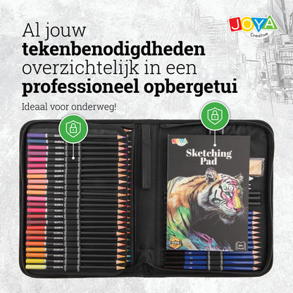 Joya Creative Set profesional de dibujo de 96 piezas – Lápices de colores, lápices de grafito y lápices de boceto en un lujoso maletín de almacenamiento