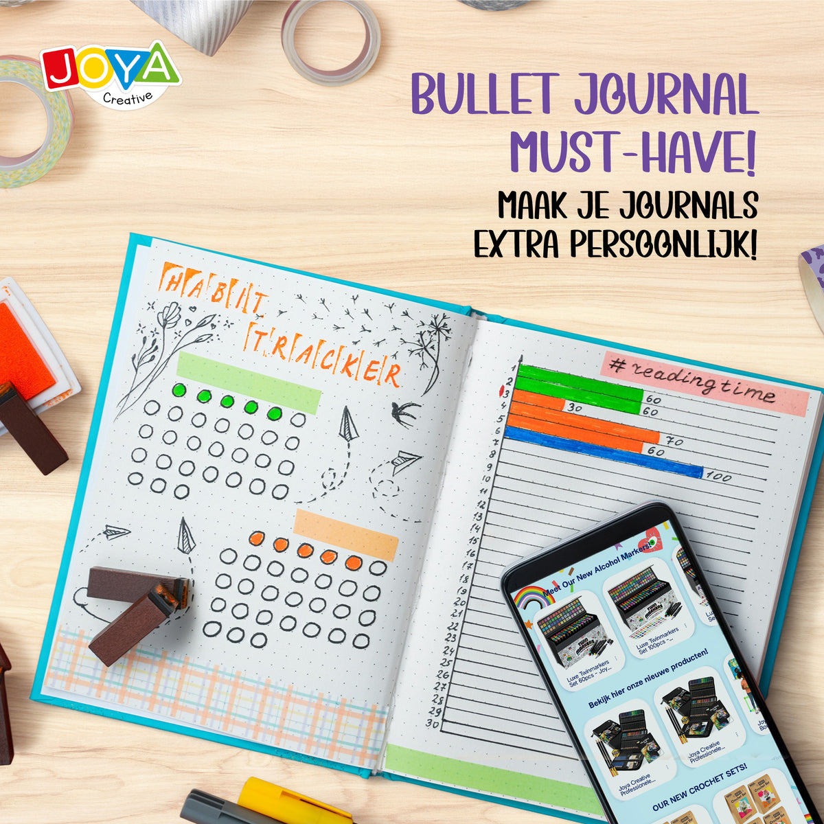 Joya Creative Set de cinta washi de 108 piezas – Accesorios para bullet journal, scrapbooking y journaling