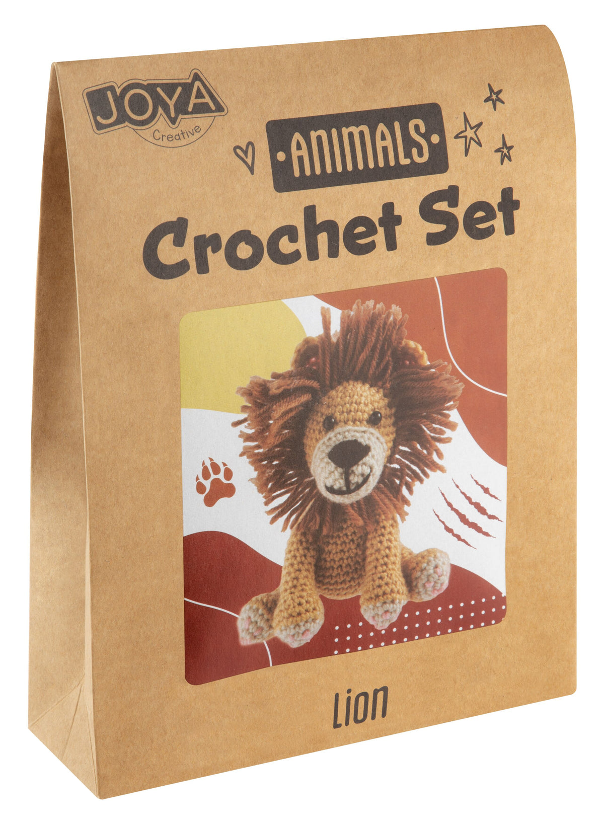 Joya Creative Kit de ganchillo de animales de 4 piezas – Set completo de amigurumi con león, perro, unicornio y oso para principiantes