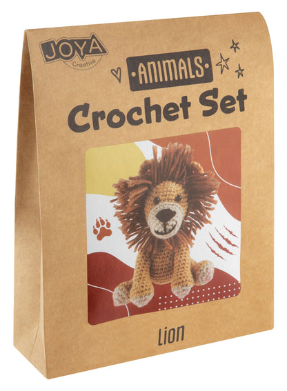 Joya Creative Kit de ganchillo de animales de 4 piezas – Set completo de amigurumi con león, perro, unicornio y oso para principiantes