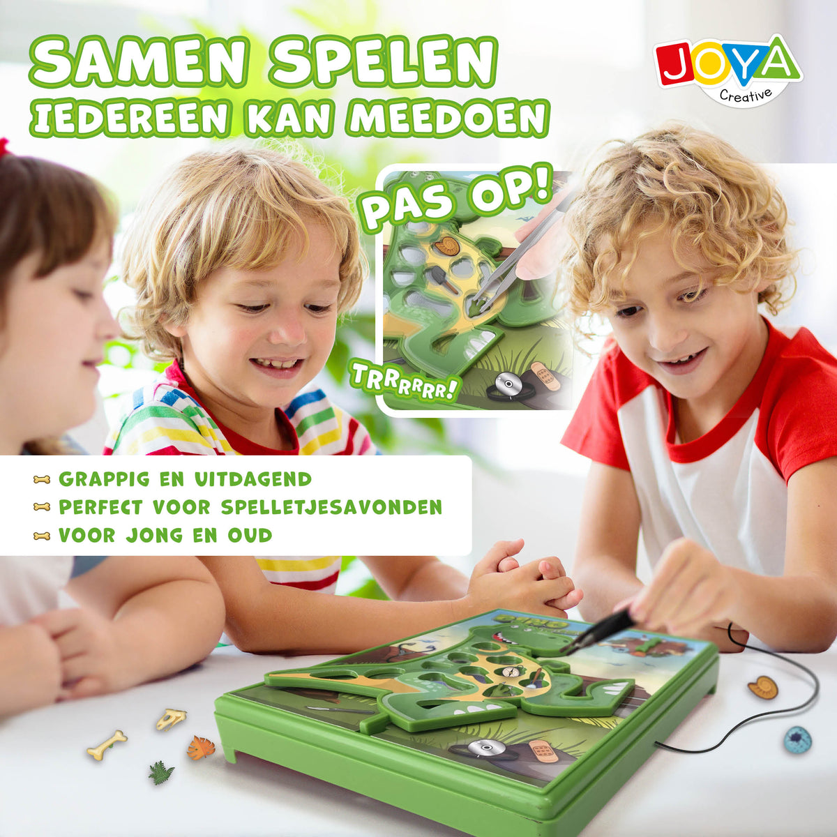 Joya Creative Juego de operación de dinosaurio - Emocionante juego de habilidad para niños con efectos de luz y sonido