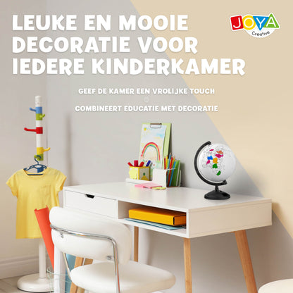 Joya Creative Wereldbol Inkleuren – Educatieve Wereldbol met Uitwisbare Markers voor Kinderen