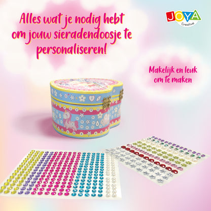Joya Creative Unicorn Jewellery Box Decorating – DIY Craft Kit for Girls with Glitter Stickers and Bracelet