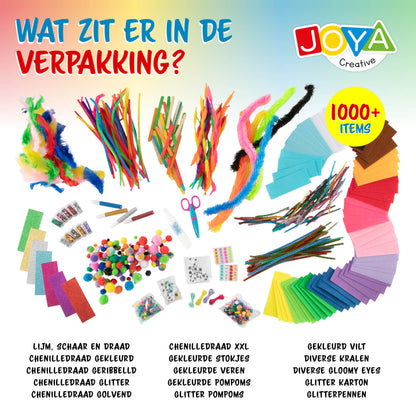 Joya Creative Knutselkoffer 1000 Delig – Complete Knutselset voor Kinderen met Knutselspullen in Opbergkoffer