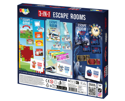 Joya Creative 3-in-1 Escape Room Game – Escape Box with 3 Adventures for the Whole Family | 2-4 Players from 8 Years Old