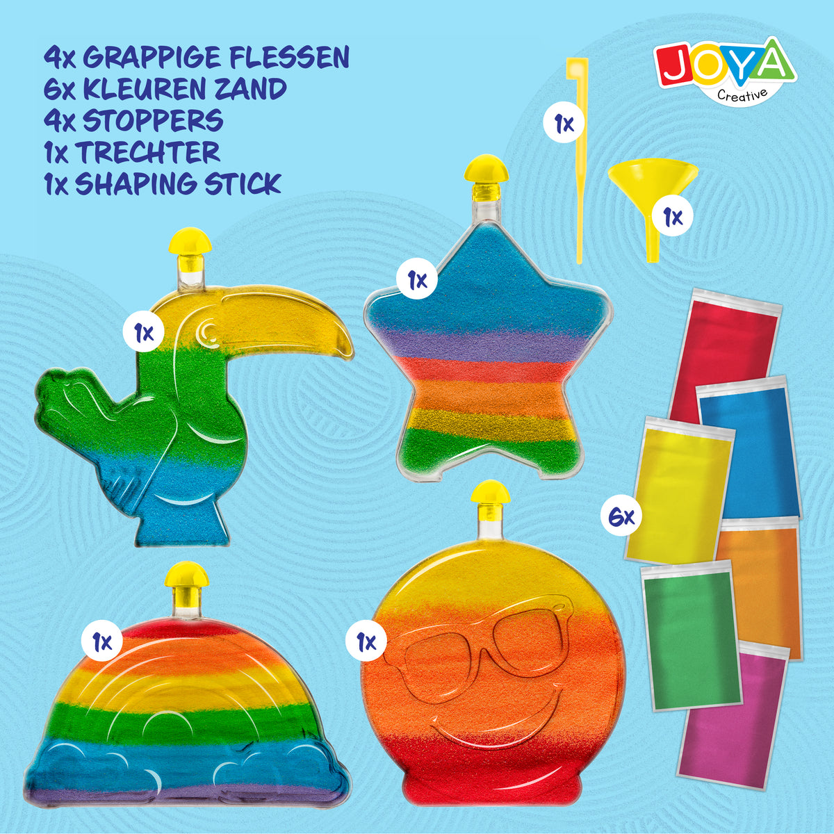 Joya Creative Sand Art Set for Kids – DIY Sand Art Craft Kit with Colored Sand and Funny Bottles