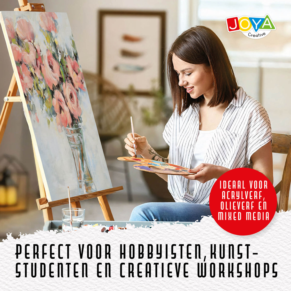 Joya Creative Lienzos para pintar 40x50 cm – Set de 12 lienzos de 100% algodón para pintura acrílica, pintura al óleo y técnicas de pintura