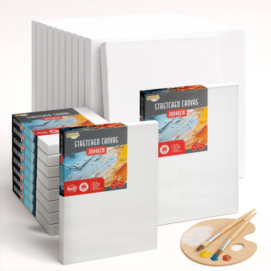 Joya Creative Lienzos para pintar 30x40 cm – Set de 12 lienzos de 100% algodón para pintura acrílica, pintura al óleo y técnicas de pintura