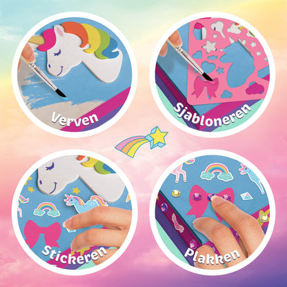 Joya Creative Kit de manualidades de unicornio 4 en 1 – Pintura, pegatinas, pixel art y decoración de joyero