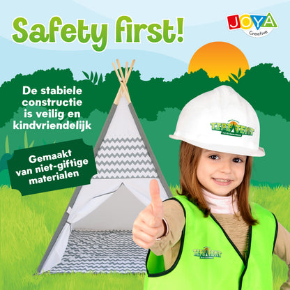 Joya Creative Tipi Tent for Children – Wigwam Play Tent with Floor Mat and FSC Wooden Poles