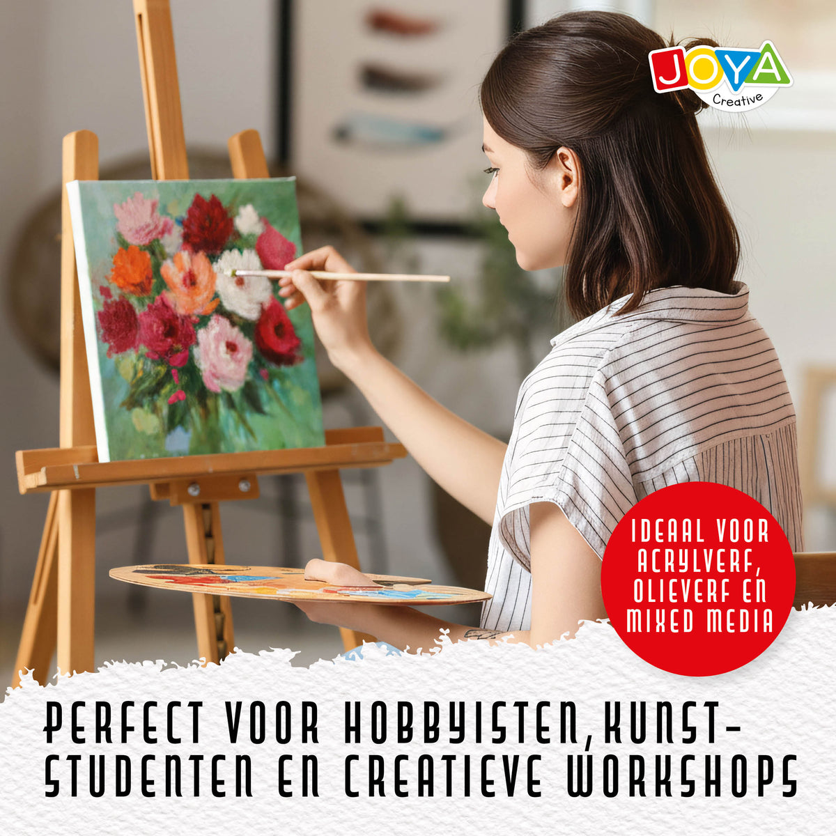 Joya Creative Lienzos para pintar 20x20 cm – Set de 24 lienzos de 100% algodón para pintura acrílica, pintura al óleo y manualidades