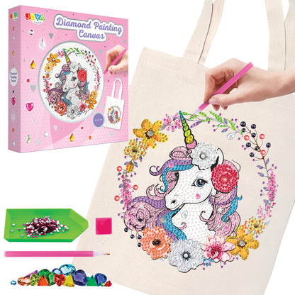 Kit de manualidades de diamond painting de unicornio - Kits de moda - Personaliza tu propio bolso - Juguete creativo para niños - Decoración de unicornio - Joya Creative