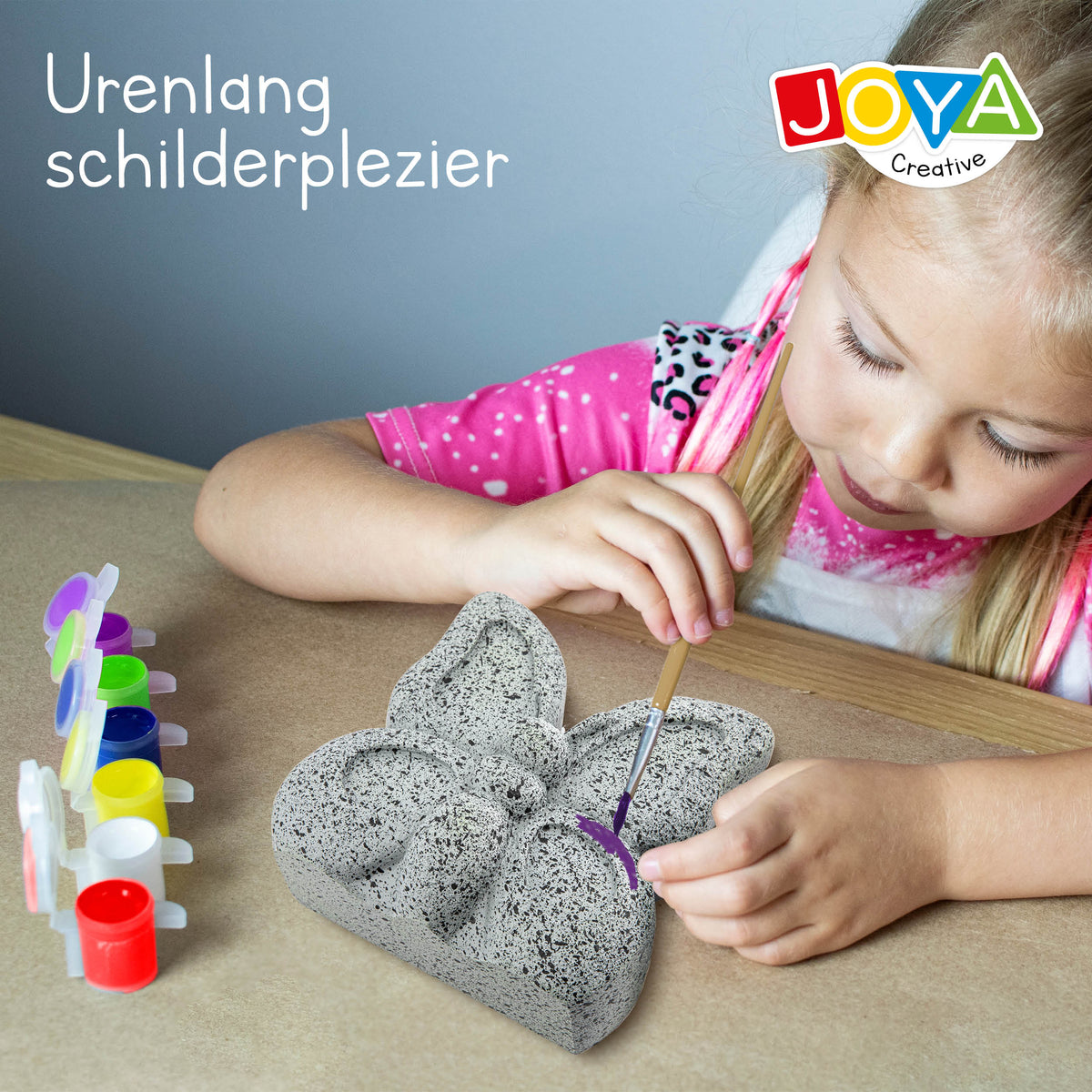 Joya Creative Happy Stones Painting Kit Animals – Complete Stone Painting Set for Kids with Paint, Brush & Butterfly Stone
