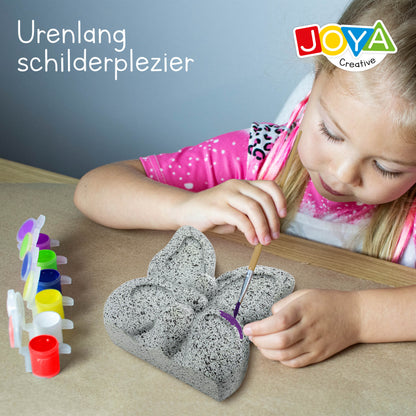 Joya Creative Happy Stones Painting Kit Animals – Complete Stone Painting Set for Kids with Paint, Brush & Butterfly Stone