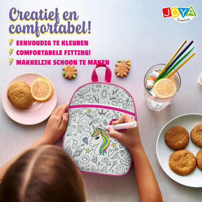 Joya Creative Mochila de unicornio para colorear – Kit de manualidades DIY con rotuladores textiles para niñas