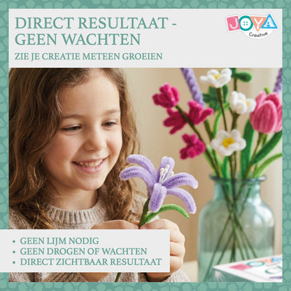 Joya Creative Set DIY de flores de chenilla – Kit de manualidades para hacer flores con limpiapipas y 6 colores de alambre de chenilla