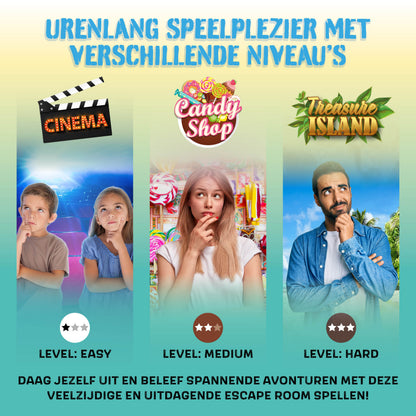 Joya Creative 3-in-1 Escape Room Spel – Gezelschapsspel met Breinbrekers en Puzzels voor het Hele Gezin