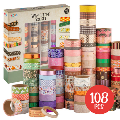 Joya Creative Set de cinta washi de 108 piezas – Accesorios para bullet journal, scrapbooking y journaling