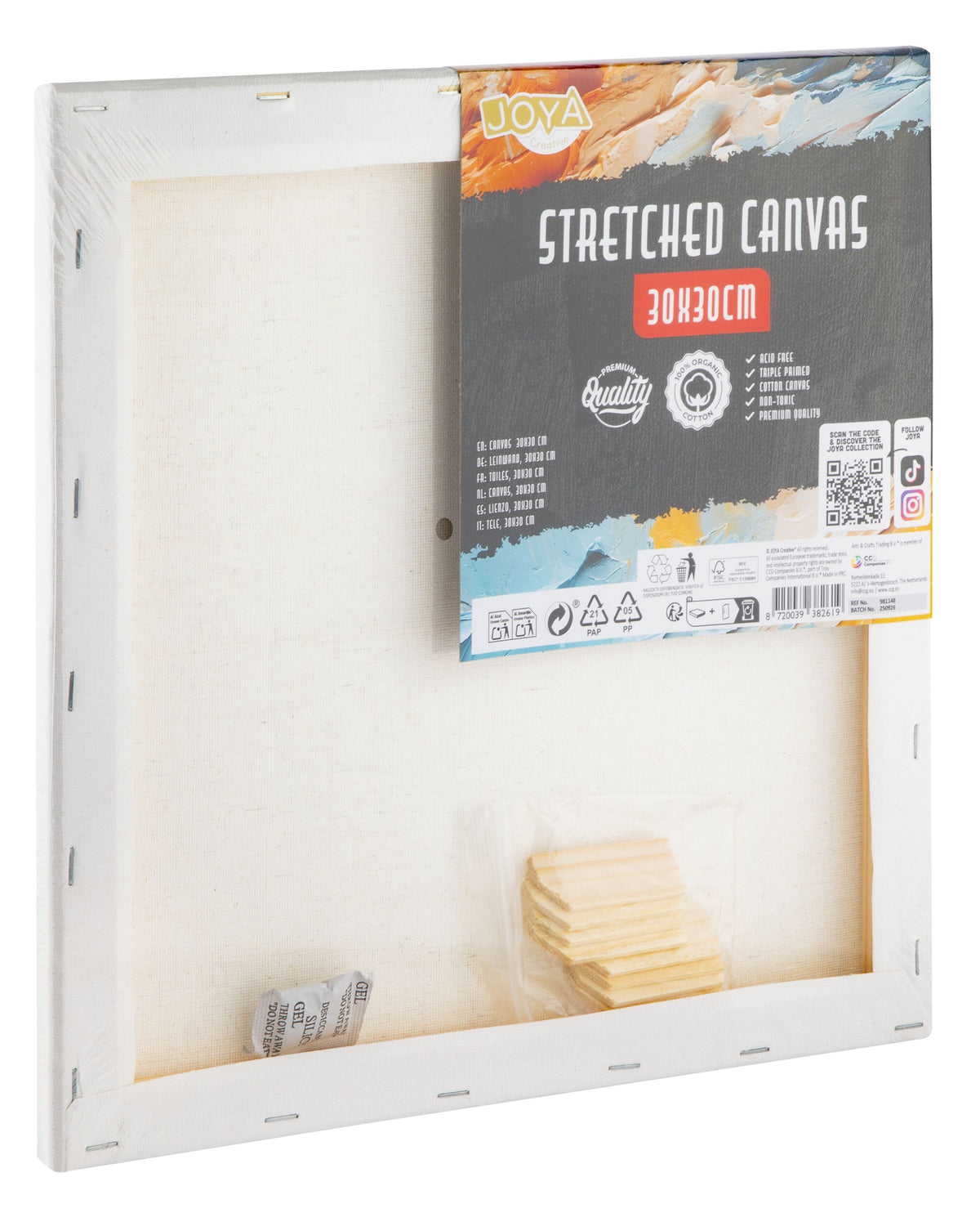 Joya Creative Lienzos para pintar 30x30 cm – Set de 12 lienzos de 100% algodón para pintura acrílica, pintura al óleo y técnicas de pintura
