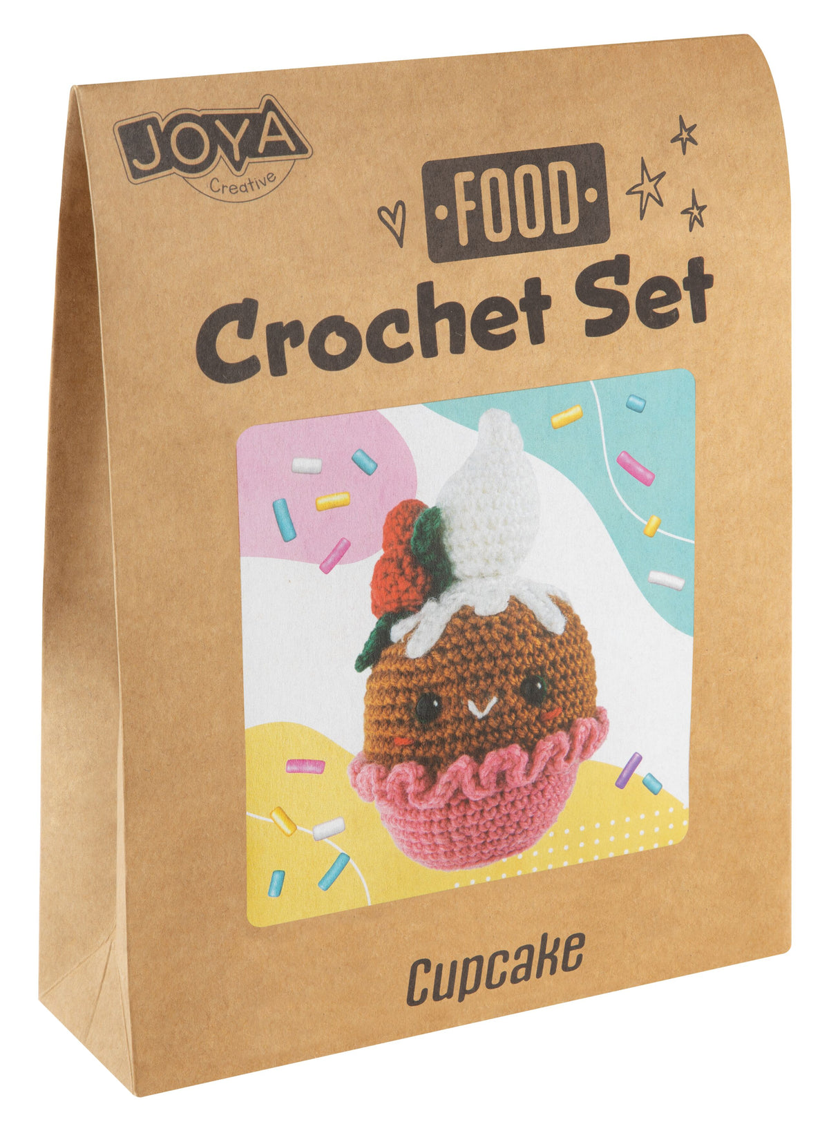 Joya Creative Haakpakket Food 4 Delig – Amigurumi Haakset met Sushi, Bubble Tea, Popcorn en Cupcake voor Beginners